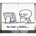 thumbnail image 1 of Ambesonne Humor Curtains 2 Panel Set, Fun Comics Meme Face, 108" x 96", Black and White, 1 of 3