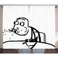 thumbnail image 1 of Ambesonne Humor Curtains 2 Panel Set, Wierd Meme Troll Comics, 108" x 90", Black and White, 1 of 3
