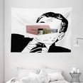 thumbnail image 1 of Humor Decor Tapestry, Reaction Guy Human Rage Comics Man with Moustache in Suits Gesture Artwork, Wall Hanging for Bedroom Living Room Dorm Decor, 80W X 60L Inches, Black White, by Ambesonne, 1 of 2