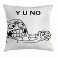 thumbnail image 1 of Humor Decor Throw Pillow Cushion Cover, Mascot Rage Guy Meme Face Figure with Big Eyes Full of Anger Hipster Smile Art, Decorative Square Accent Pillow Case, 20 X 20 Inches, Black White, by Ambesonne, 1 of 2