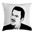 thumbnail image 1 of Humor Decor Throw Pillow Cushion Cover, Retro Man Stylized Rage Comics Smiley Expressive Emotions Online Illustration, Decorative Square Accent Pillow Case, 20 X 20 Inches, Black White, by Ambesonne, 1 of 2