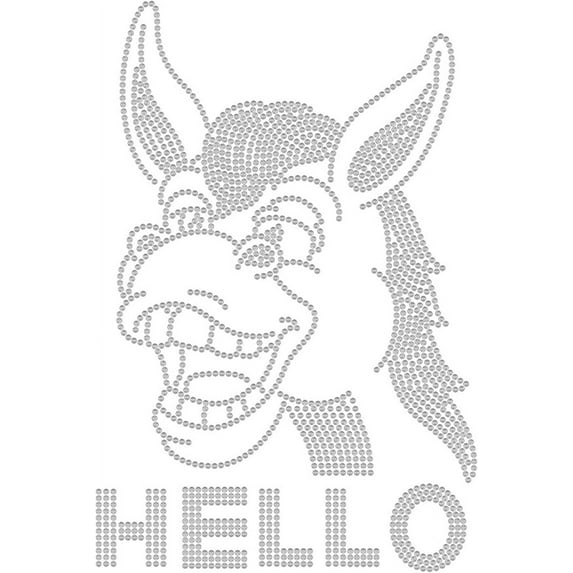 Humor Donkey Crystal Rhinestone Heat Transfer Cartoon Animal Bling Rhinestone Template Decal Costume Decor