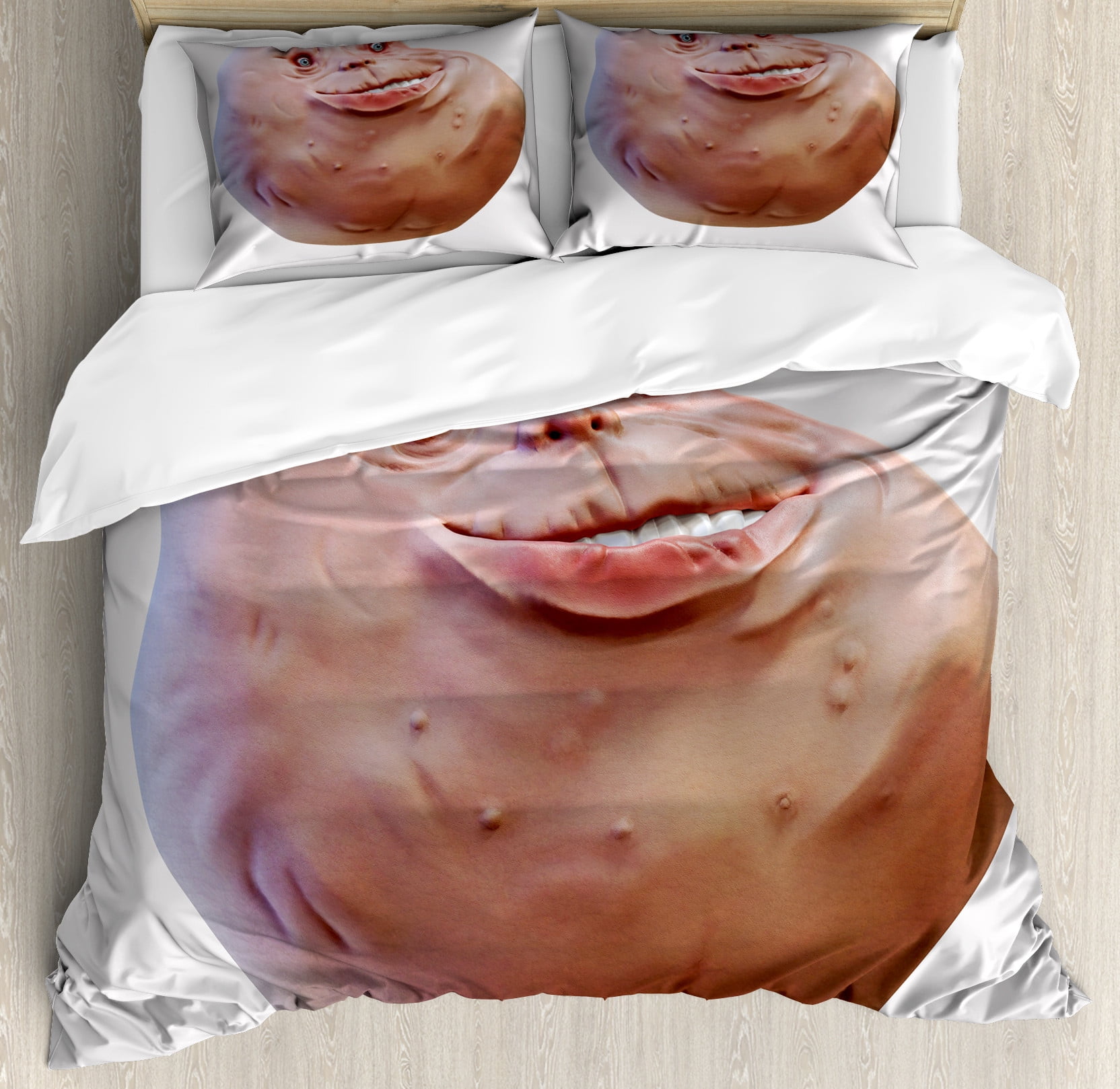 Humor Duvet Cover Set, Forever Alone Rage Comic Face Guy Funny Fat Ugly  Troll Illustration, Decorative 3 Piece Bedding Set with 2 Pillow Shams,  Queen ...