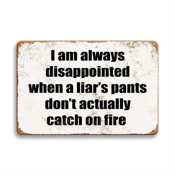Humor Funny Tin Sign, I'm Always Disappointed When a Liar'S Pants Don't Actually Catch On Fire Metal Sign, Vintage Look Plaque Wall Art Decor, Home, Man Cave Decor