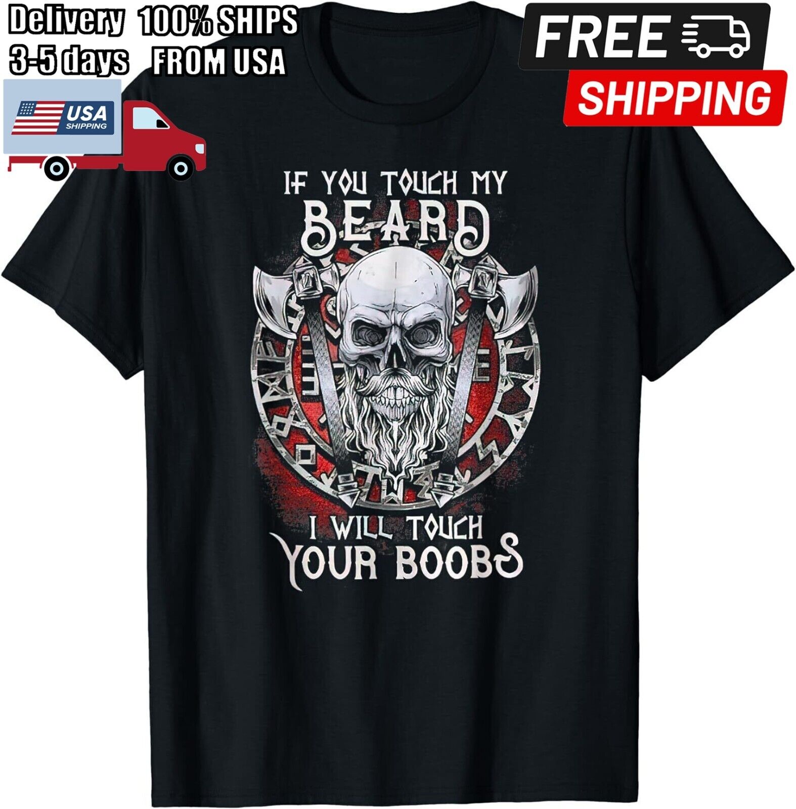 Humor If You Touch My Beard I Will Touch Your Boobs Retro TShirt