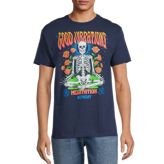 Humor Men's & Big Men's Good Vibrations Skeleton Graphic T-Shirt