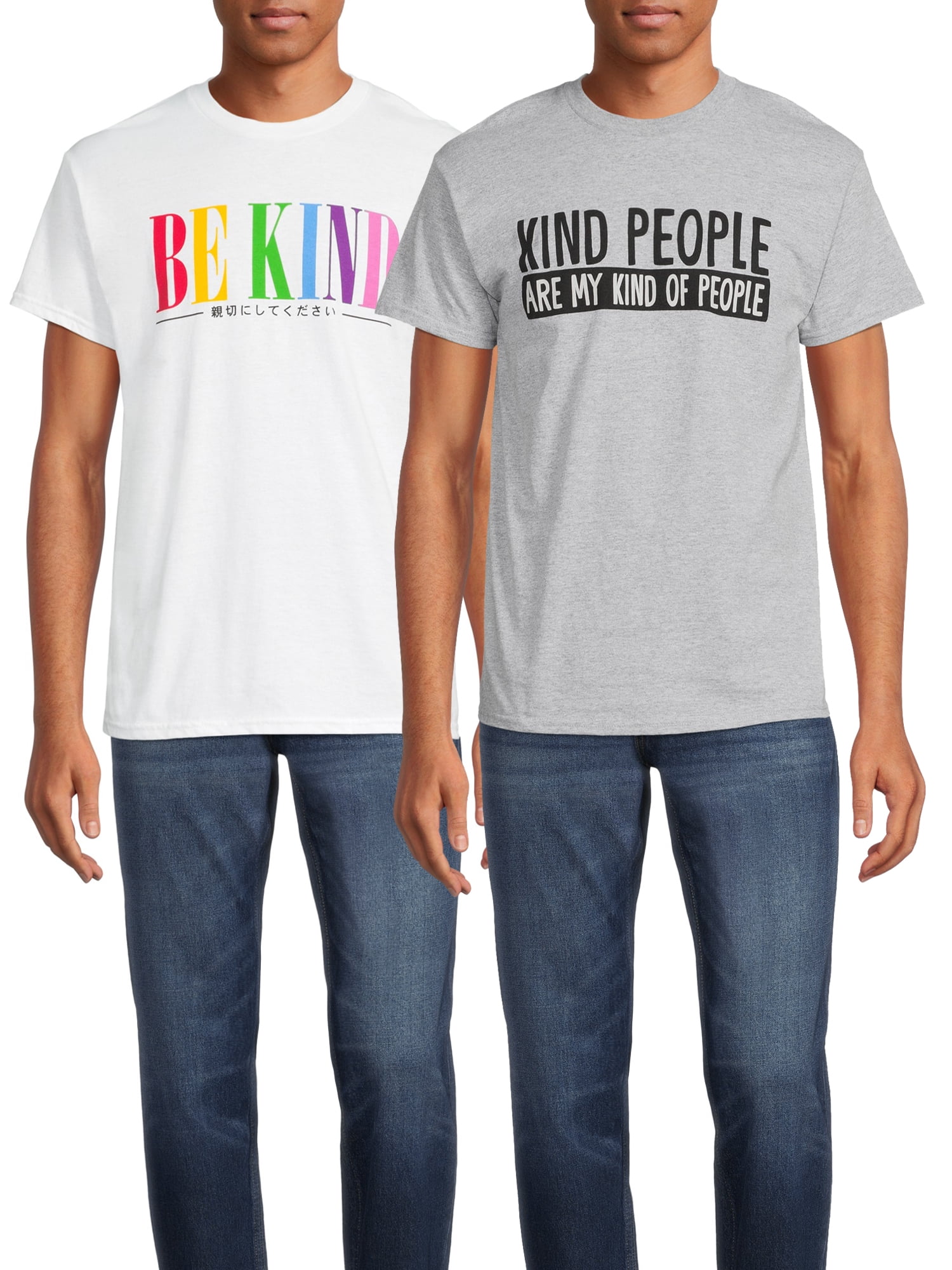Humor Men's & Big Men's Kind People and Be Kind Graphic T-Shirts, 2-Pack
