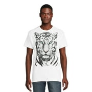 Humor Men's & Big Men's White Tiger Print Graphic T-Shirt, Sizes S-3XL