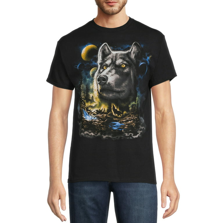 Humor Men\'s & Big Men\'s Wolf Night Graphic T-Shirt