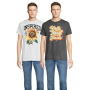 Humor Men's & Big Men's Y'all Need Jesus and Inspired Sunflower Graphic T-Shirts, 2-Pack