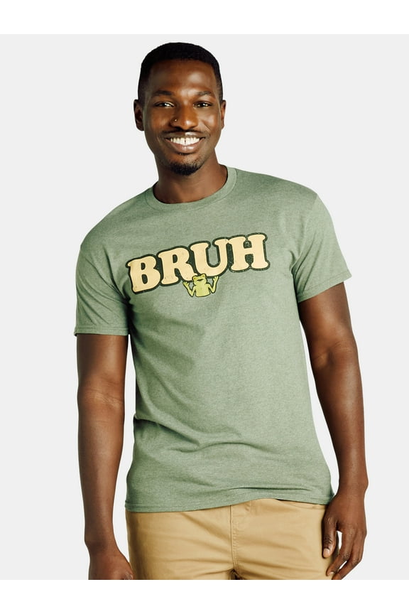 Men's and Big Men's Bruh Frog Graphic Tee with Short Sleeves, Sizes S-3XL