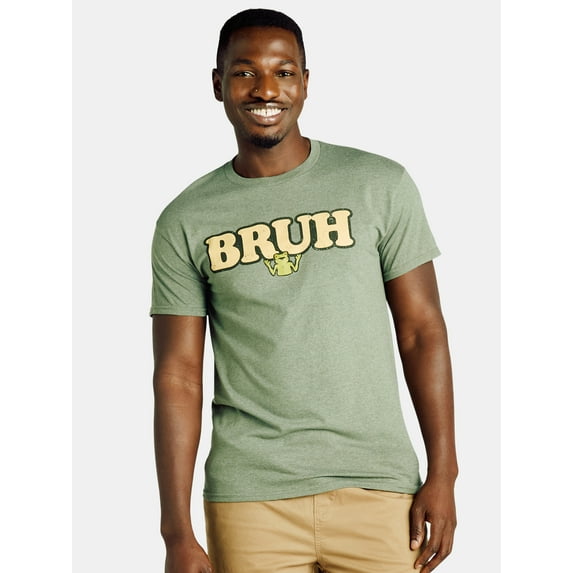 Humor Men's and Big Men's Bruh Frog Graphic Tee with Short Sleeves, Sizes S-3XL