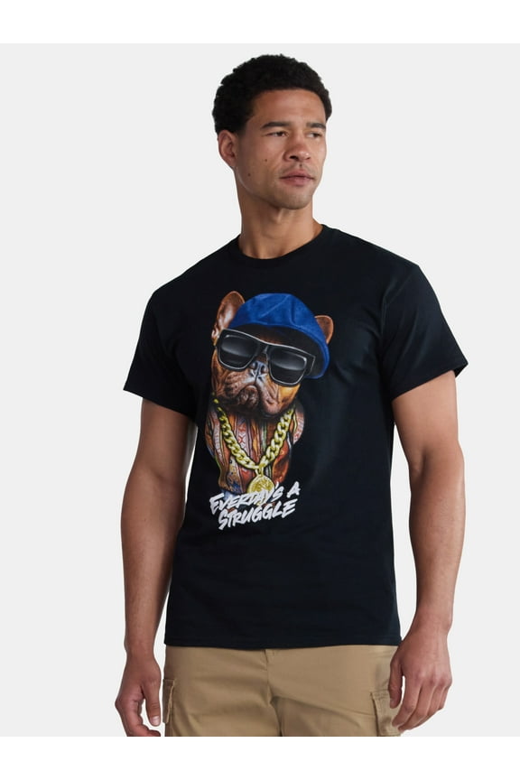 Men's and Big Men's Rapper Bulldog Cotton Graphic Tee with Short Sleeves, Sizes S-3XL