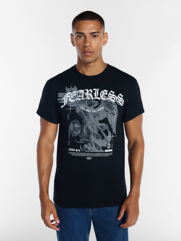 Men's and Big Men's Fearless Statue Graphic Tee with Short Sleeves, Size S-3XL