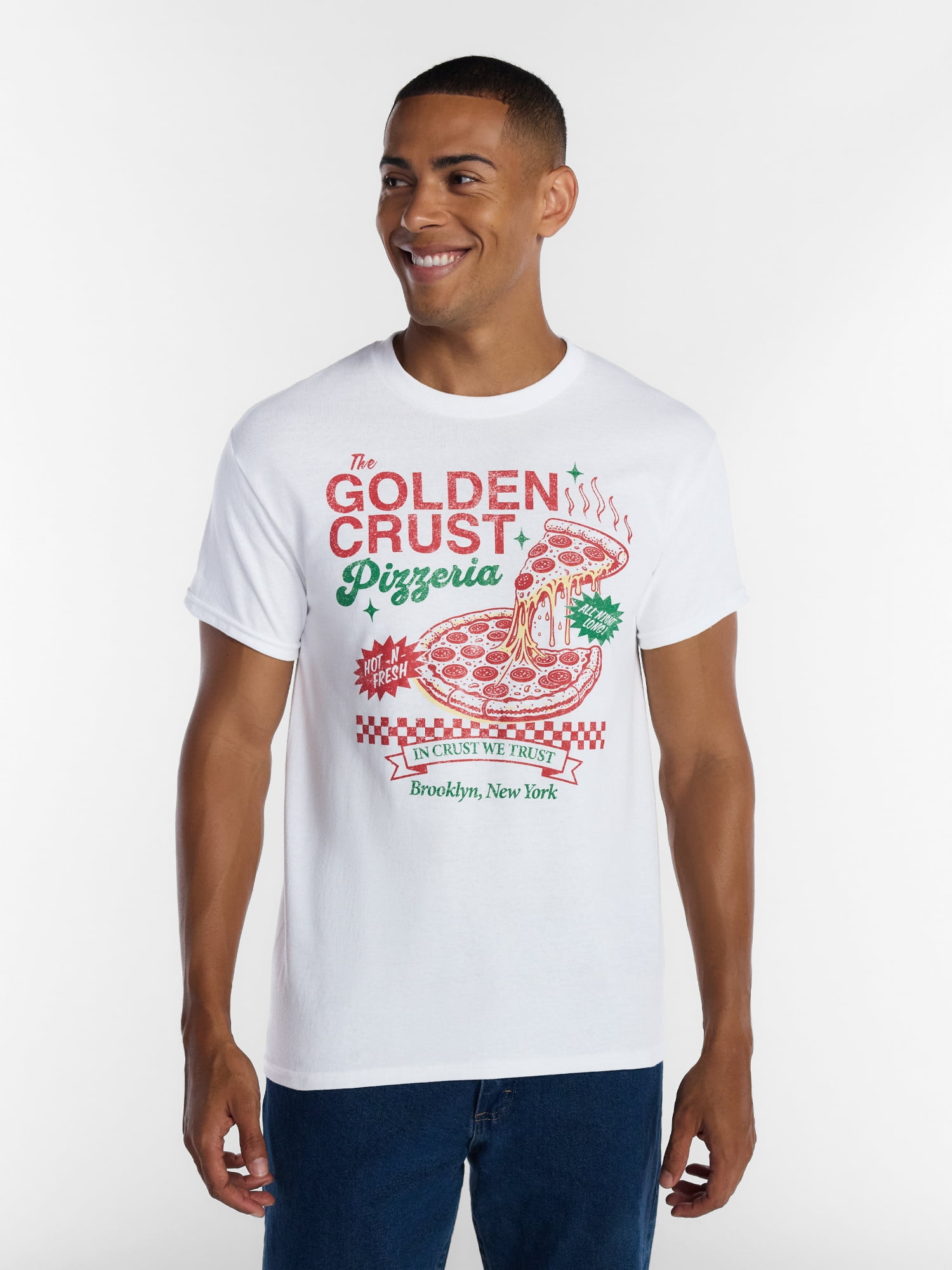Humor Men's and Big Men's Golden Crust Pizzeria Graphic Tee, Size S-3XL