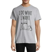 Humor Men's and Big Men's I Do What I Want Kitty Graphic T-shirt