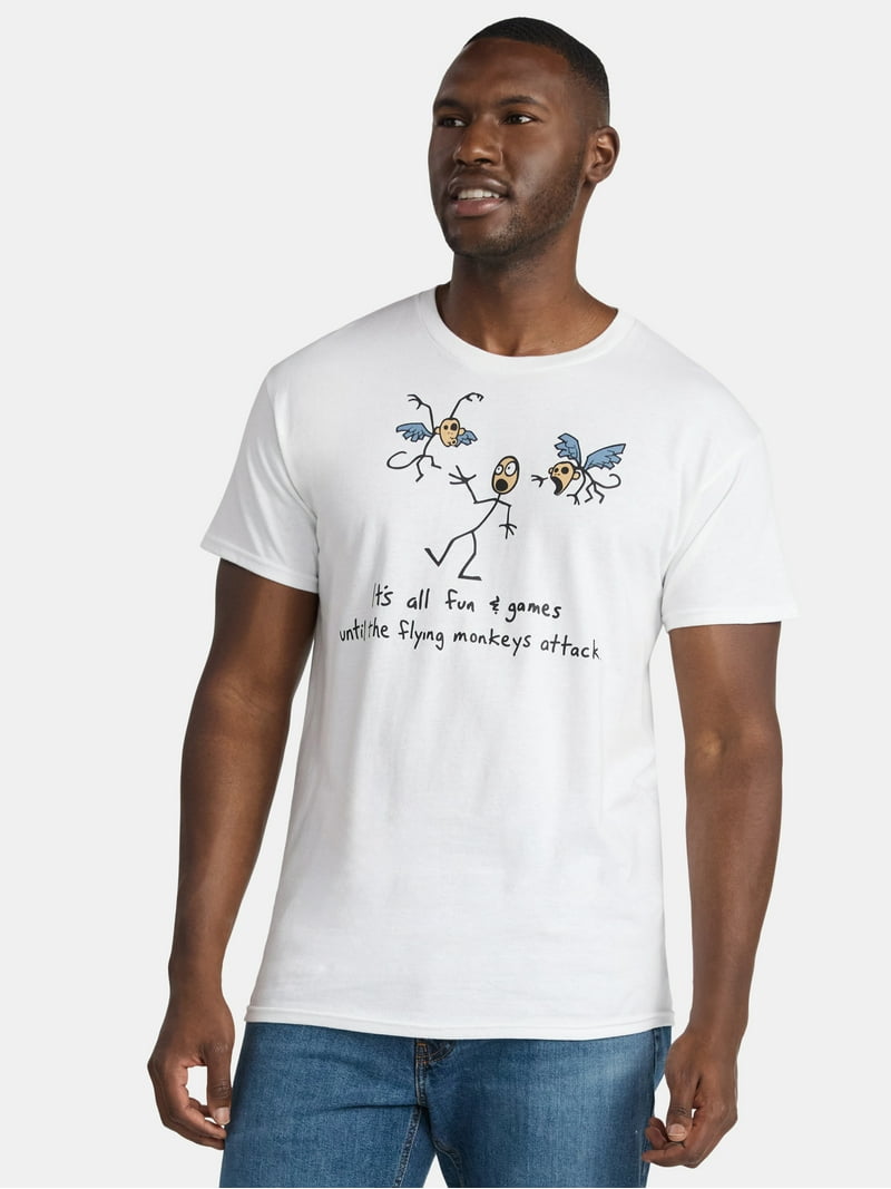 Humor Men's and Big Men's Flying Monkeys Attack Men's Short Sleeve