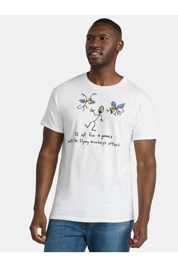 Men's and Big Men's Flying Monkeys Attack Men's Short Sleeve Graphic Tee, Size S-3XL