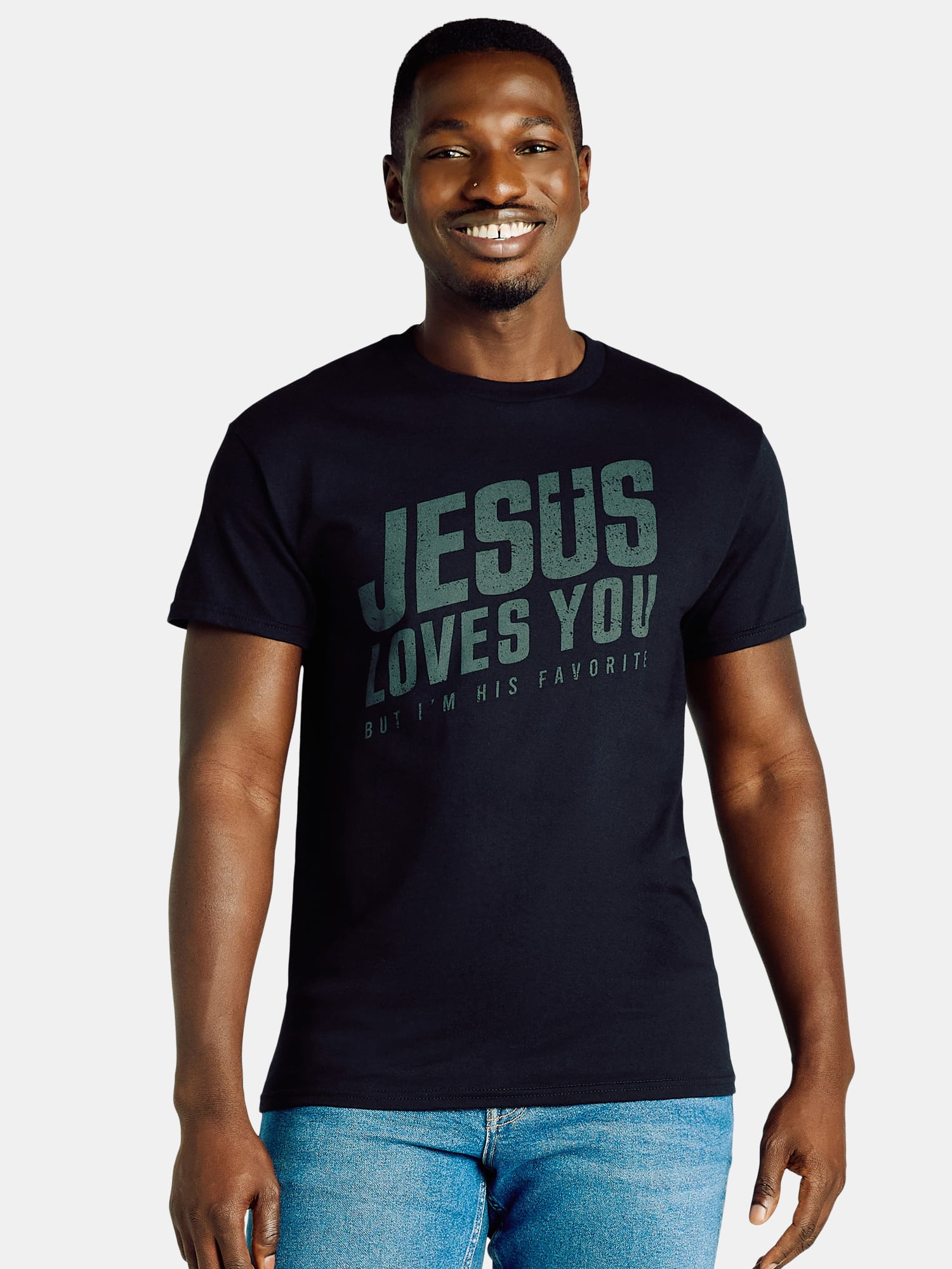 Humor men's Jesus Loves You Graphic Tee - 100% Cotton - Walmart.com