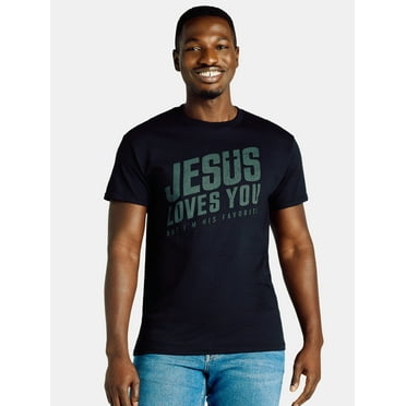Humor Men's and Big Men's Jesus Loves You But I'm His Favorite Graphic Tee with Short Sleeves, Sizes S-3XL