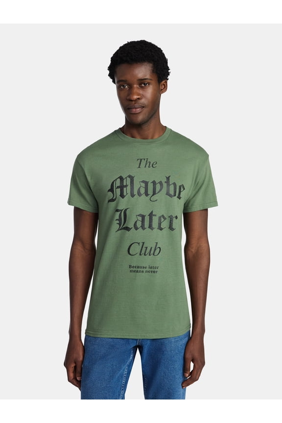 Men's and Big Men's Maybe Later Club Cotton Graphic Tee with Short Sleeves, Size S-3XL