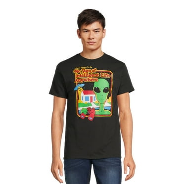 Humor Men's and Big Men's No Intelligent Life Alien Short Sleeve Men's Graphic Tee, Sizes S-3XL