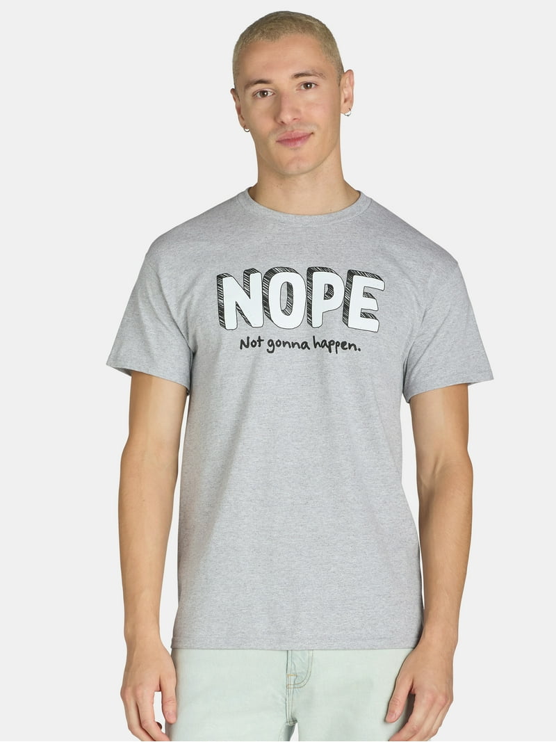 Humor Men's Nope Not Gonna Happen Graphic Tee, Short Sleeves, S