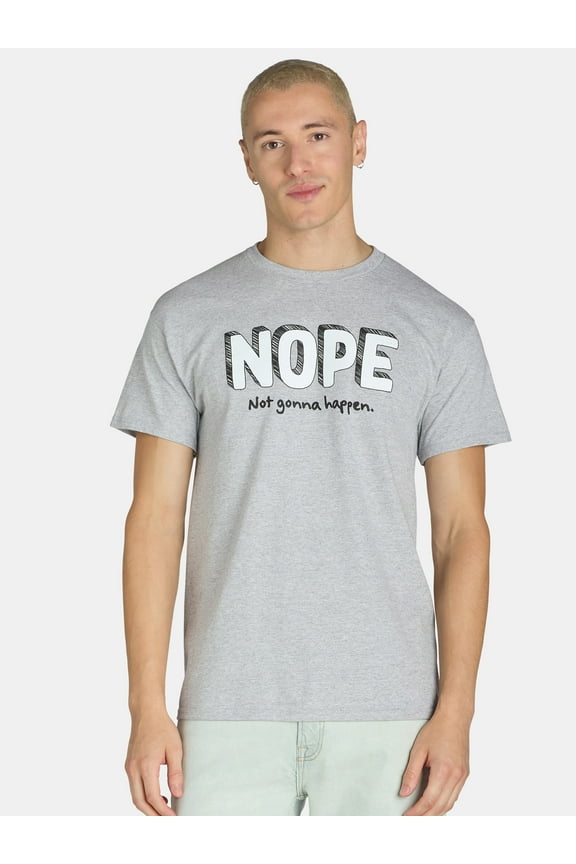 Men's and Big Men's Nope Not Gonna Happen Graphic Tee with Short Sleeves, Sizes S-3XL