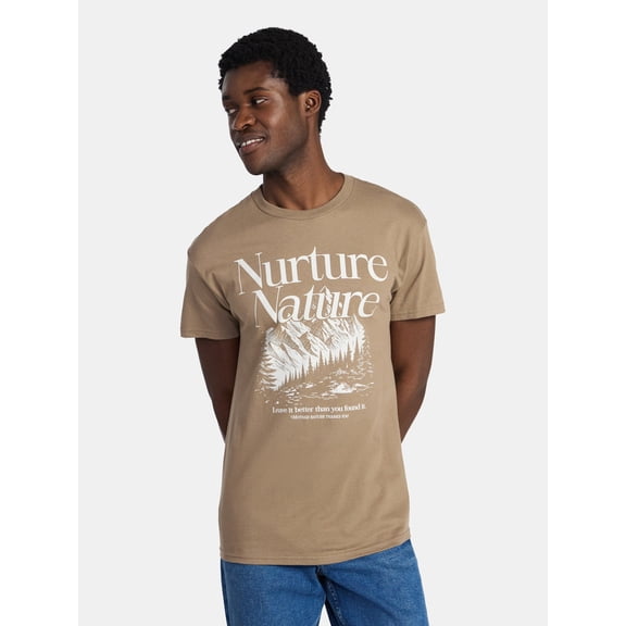 Humor Men's and Big Men's Nurture Nature Cotton Graphic Tee with Short Sleeves, Size S-3XL