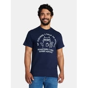 Humor Mens and Big Mens Talk To Myself Cat Graphic Tee with Short Sleeves, Sizes S-3XL