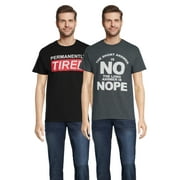 Humor Men's and Big Men's Sarcasm Nope and Permanently Tired Graphic T-Shirt, 2-Pack, Sizes S-3XL