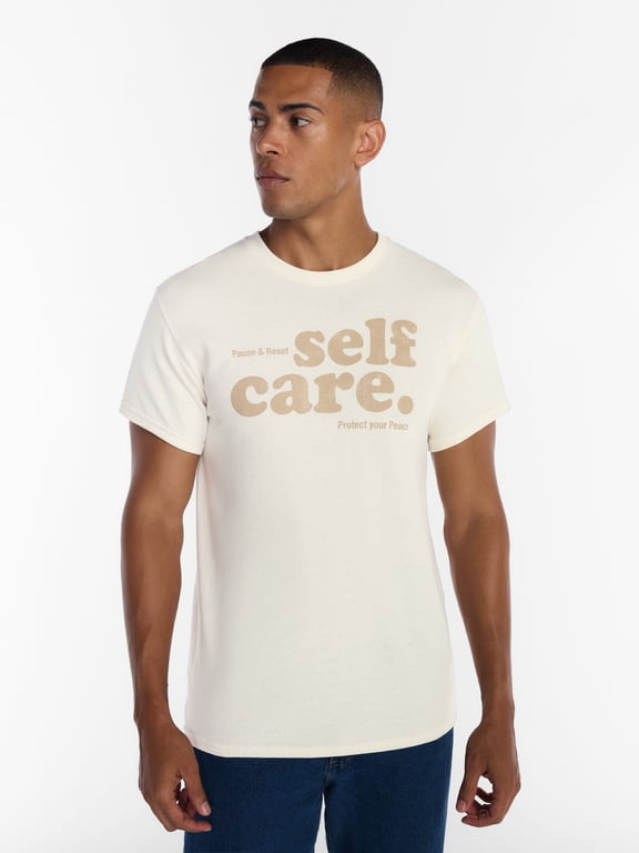 Men's and Big Men's Self Care Graphic Tee with Short Sleeves, Size S-3XL