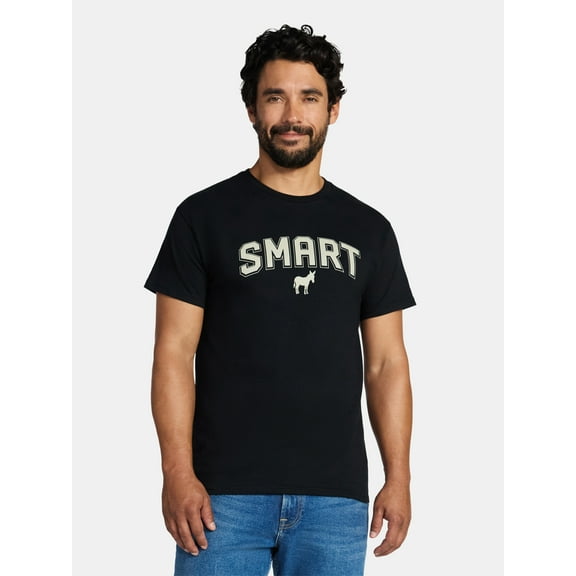 Humor Men's and Big Men's Cotton Smart Donkey Graphic Tee, Sizes S-3XL