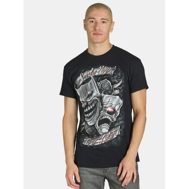 Humor Men's and Big Men's Smile Now Cry Later Masks Graphic Tee with Short Sleeves, Sizes S-3XL
