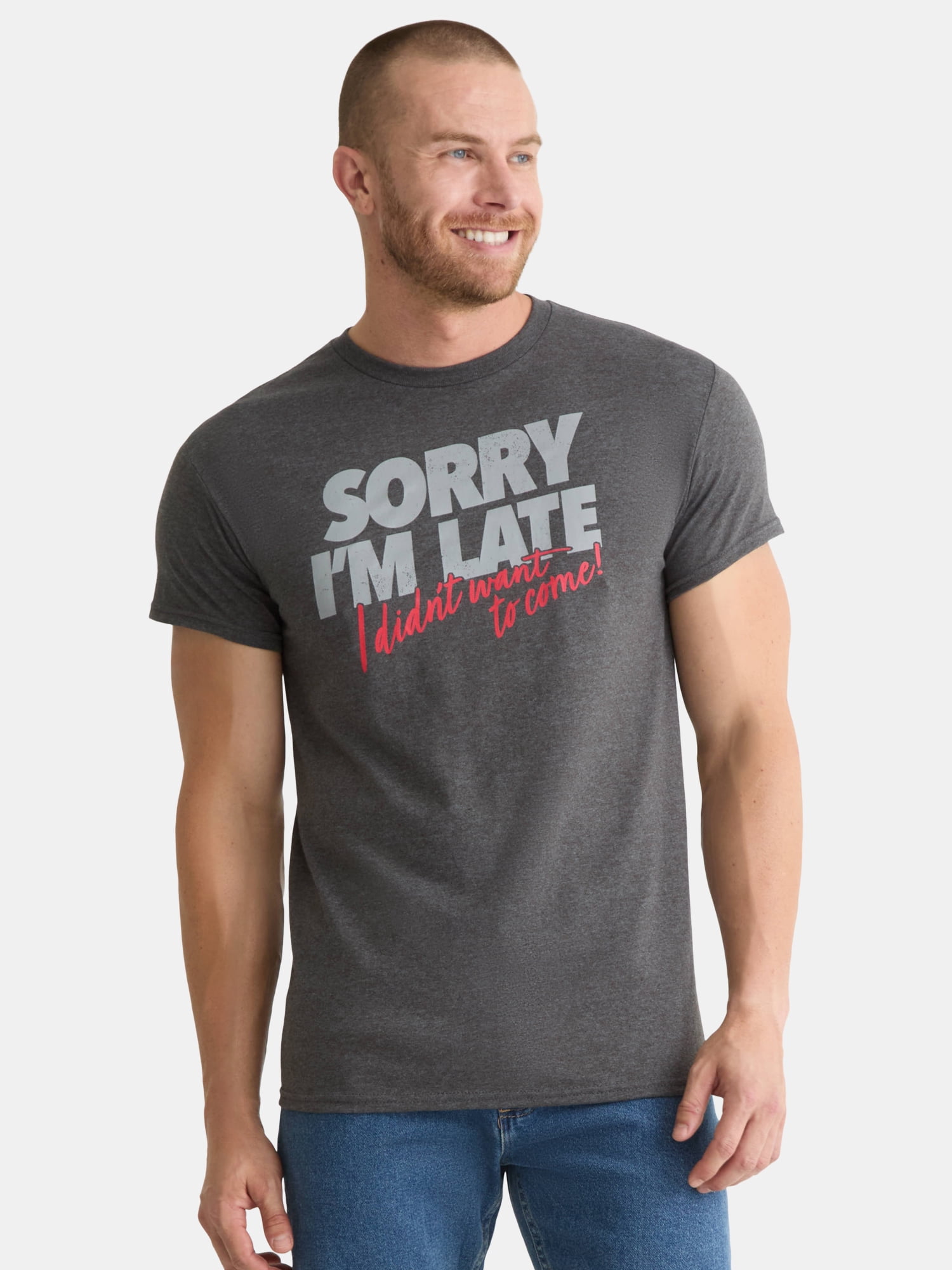 Men's and Big Men's Sorry I'm Late I Didn't Want To Come Graphic Tee, Size S-3XL