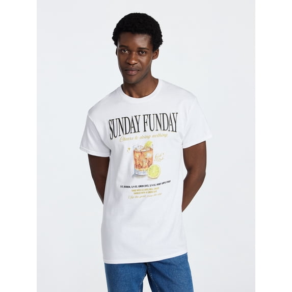 Humor Men's and Big Men's Sunday Funday Cotton Graphic Tee with Short Sleeves, Size S-3XL