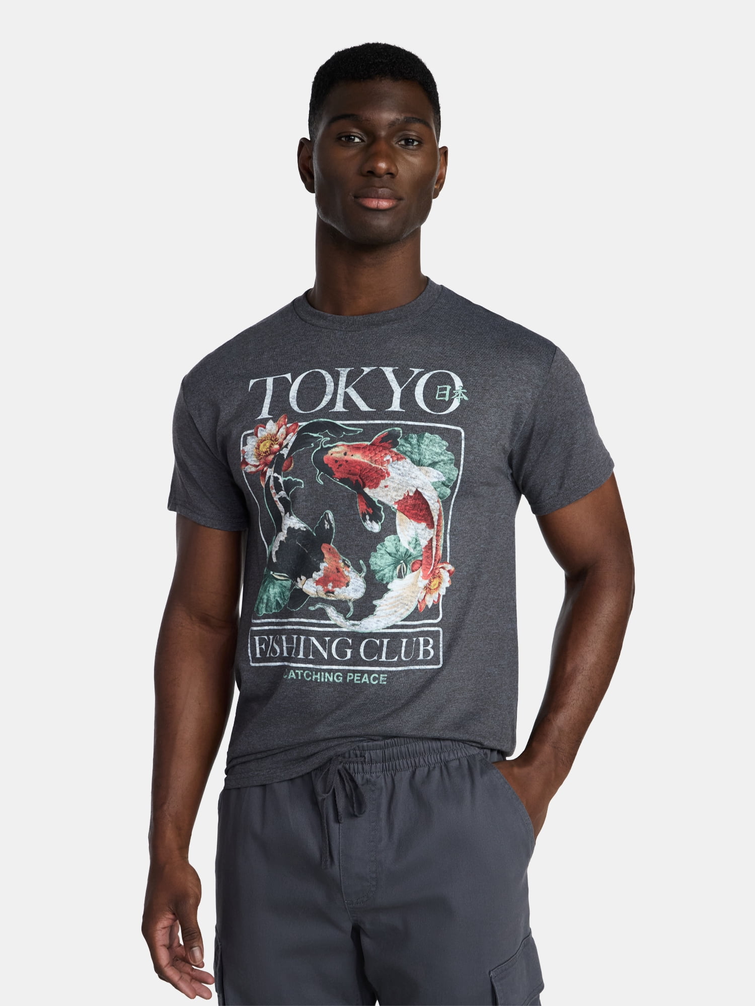 TSURIKEN WORLD FISHING GURE Tシャツ Humor-Men-s-and-Big-Men-s-