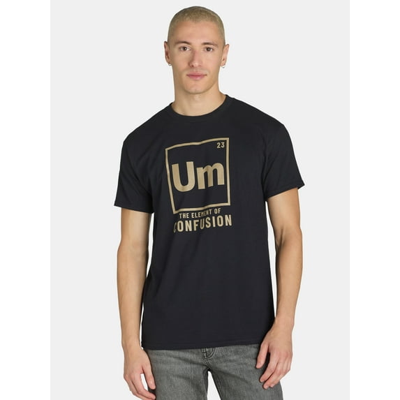 Humor Men's and Big Men's Um the Element of Confusion Graphic Tee with Short Sleeves, Sizes S-3XL