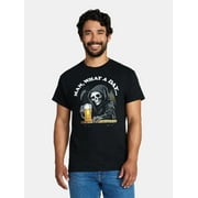Humor Men's and Big Men's What a Day Grim Reaper Graphic Tee with Short Sleeves, Sizes S-3XL