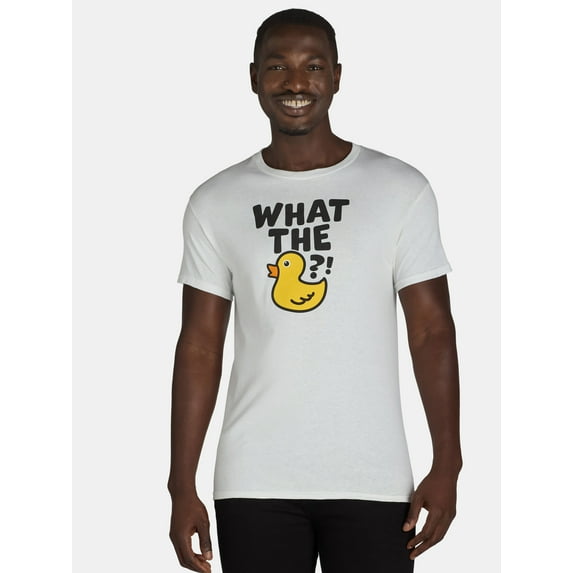 Humor Men's and Big Men's What the Duck Graphic Tee with Short Sleeves, Sizes S-XL