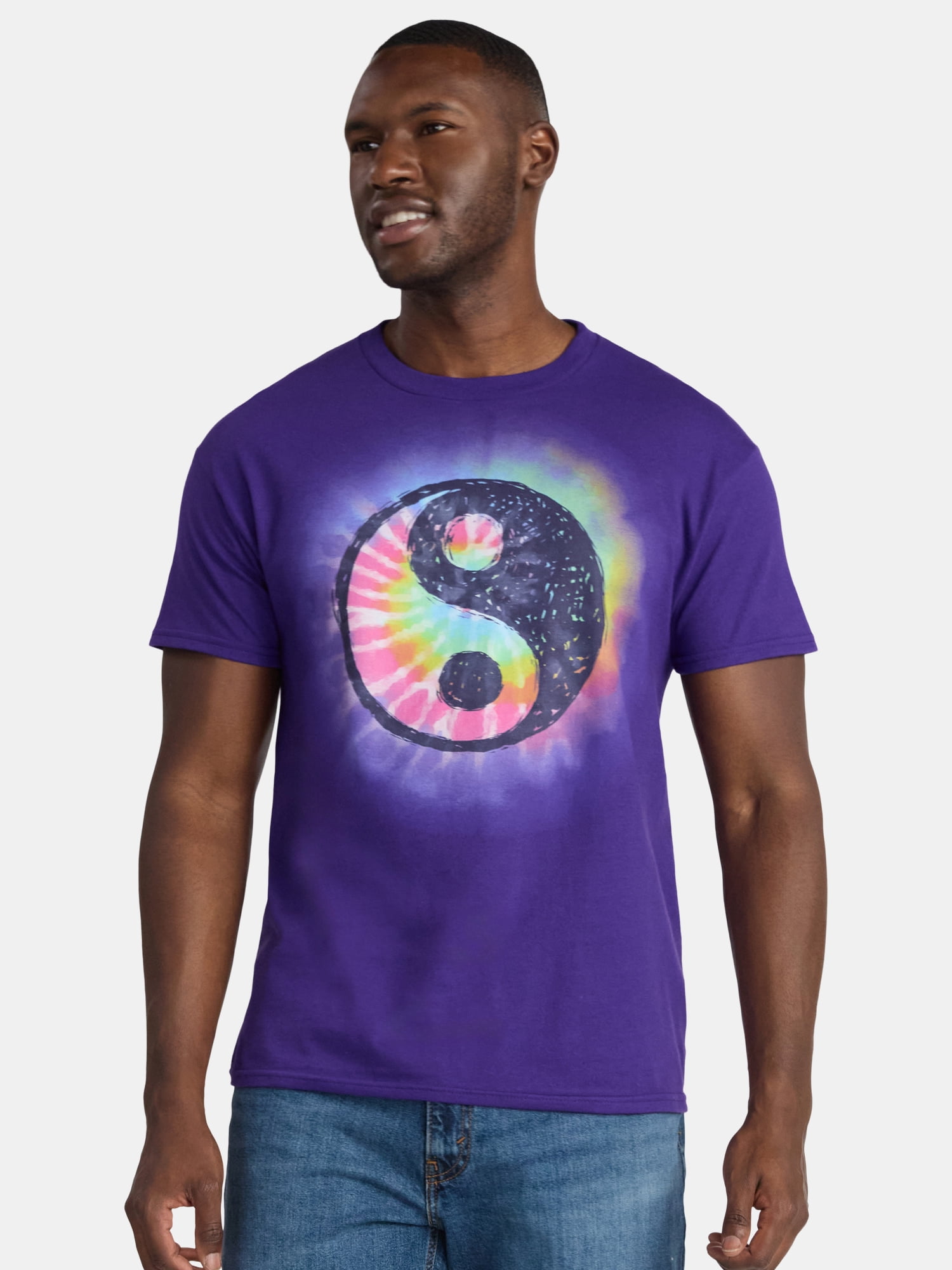 Humor Men's and Big Men's Yin Yang Tie Dye Graphic Tee, Size S-3XL