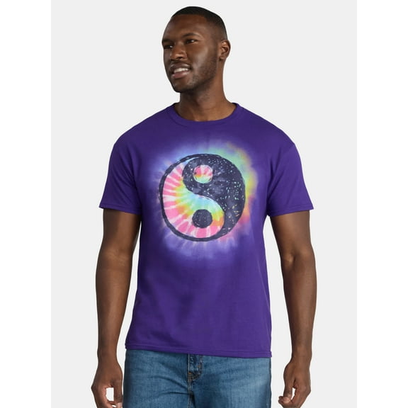 Humor Men's and Big Men's Yin Yang Tie Dye Graphic Tee, Size S-3XL