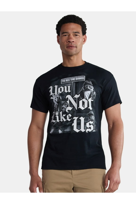 Men's and Big Men's Cats You Not Like Us Cotton Graphic Tee Shirt, Sizes S-3XL