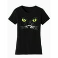 thumbnail image 1 of Humor Short Sleeve Round Neck Black Cat Eyes T-Shirt (Women's), 1 of 3