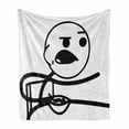 thumbnail image 1 of Humor Soft Flannel Fleece Blanket, Funny Stickman on the Table with Grumpy Forever Alone Facial Expression Design, Cozy Plush for Indoor and Outdoor Use, 50" x 60", Black and White, by Ambesonne, 1 of 6