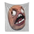 thumbnail image 1 of Humor Soft Flannel Fleece Throw Blanket, Angry Rage Guy Meme Bad Hair Day Late Work Emotions Ugh Fun Illustration, Cozy Plush for Indoor and Outdoor Use, 60" x 80", Coral and Pearl, by Ambesonne, 1 of 6