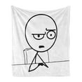 thumbnail image 1 of Humor Soft Flannel Fleece Throw Blanket, So What Guy Meme Face Best Avatar WTF Hipster Mascot Snobby Sign Picture, Cozy Plush for Indoor and Outdoor Use, 60" x 80", Black and White, by Ambesonne, 1 of 6
