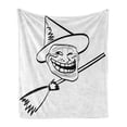 thumbnail image 1 of Humor Soft Flannel Fleece Throw Blanket, Halloween Themed Witch Guy Meme Lol Joy Spooky Avatar Image Print, Cozy Plush for Indoor and Outdoor Use, 60" x 80", Black and White, by Ambesonne, 1 of 6