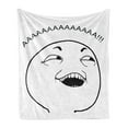 thumbnail image 1 of Humor Soft Flannel Fleece Throw Blanket, Lol Guy Happy Boy Meme Face Internet Community Illustration, Cozy Plush for Indoor and Outdoor Use, 50" x 70", Black and White, by Ambesonne, 1 of 6