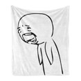 thumbnail image 1 of Humor Soft Flannel Fleece Throw Blanket, Sad Guy Upset Crying Popular Rage Comic Generator Online Comedy Print, Cozy Plush for Indoor and Outdoor Use, 60" x 80", Black and White, by Ambesonne, 1 of 6